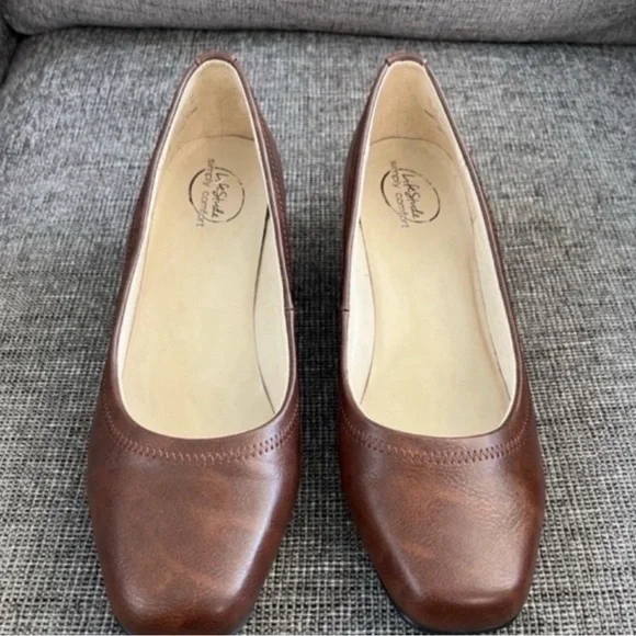 Life Stride Simply Comfort Groovy Brown Vegan Leather Wedge Heels 10W - Picture 2 of 4